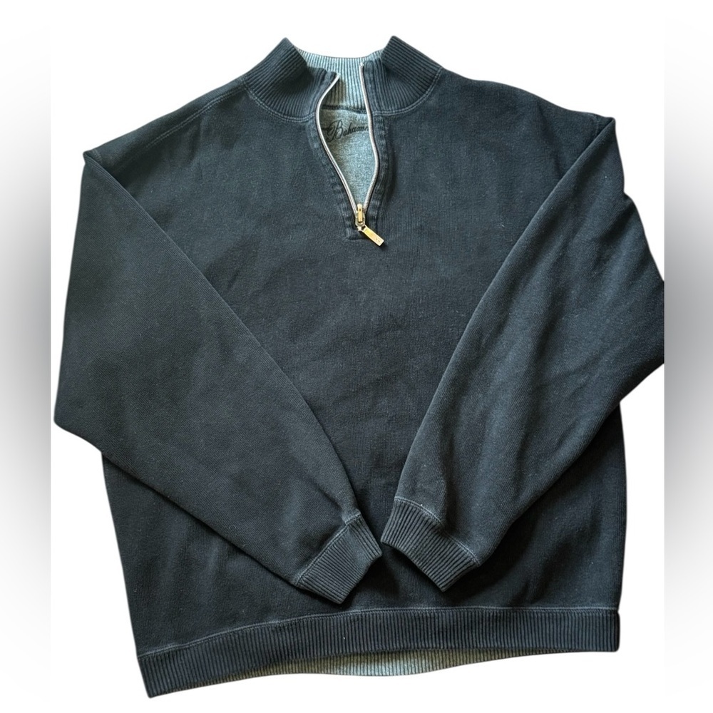 Tommy Bahama Reversible Sweater Mens L Long Sleeve Pullover gray and Black